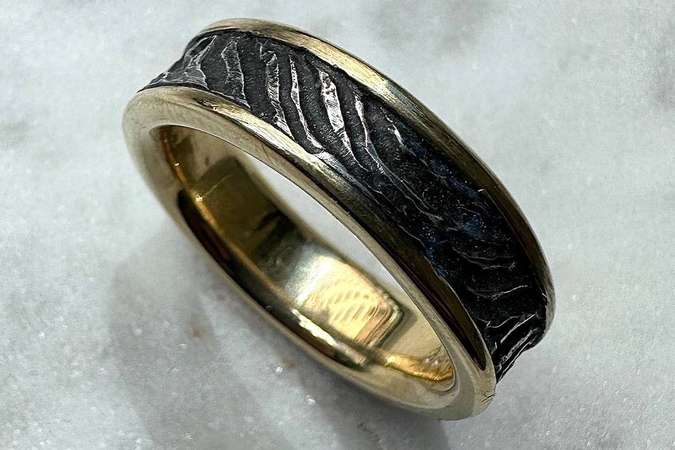 18k Yellow + Silver Band