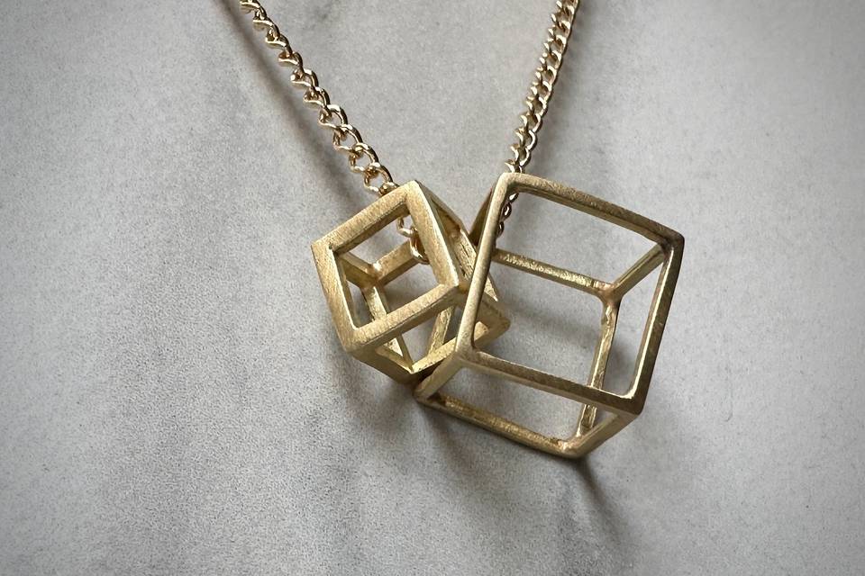 Gold Cube Pendants
