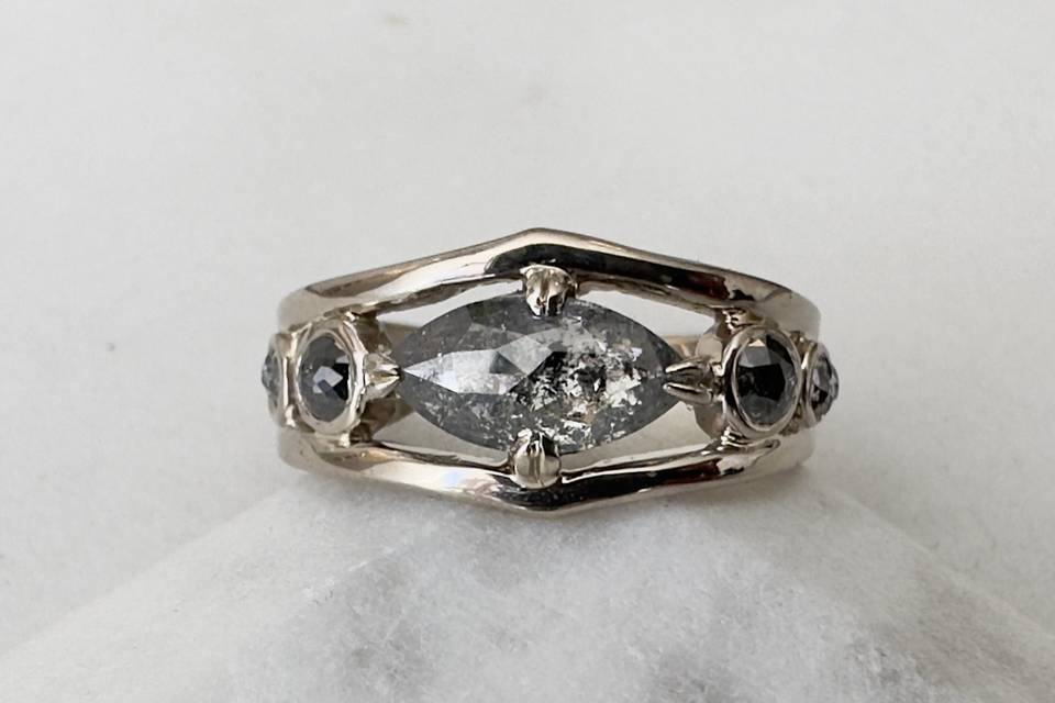 Rose Cut Salt + Pepper Diamond