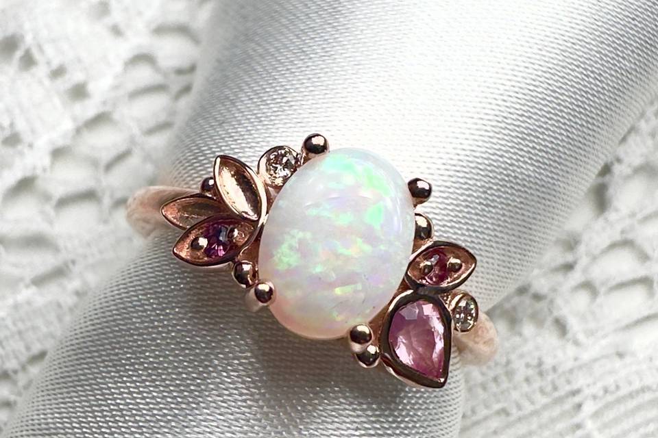 Opal, Sapphire & Spinel Ring