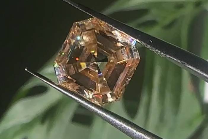Cognac Asscher Moissanite