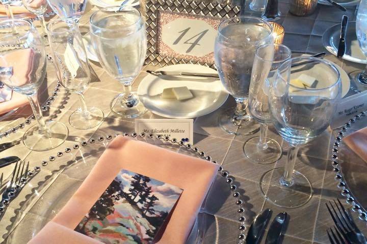 Table setup with centerpiece