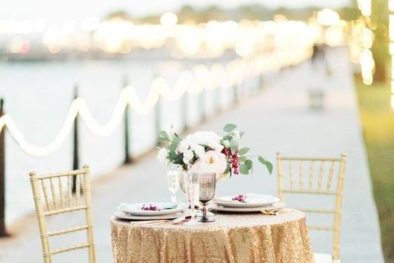 Tables setup with centerpiece