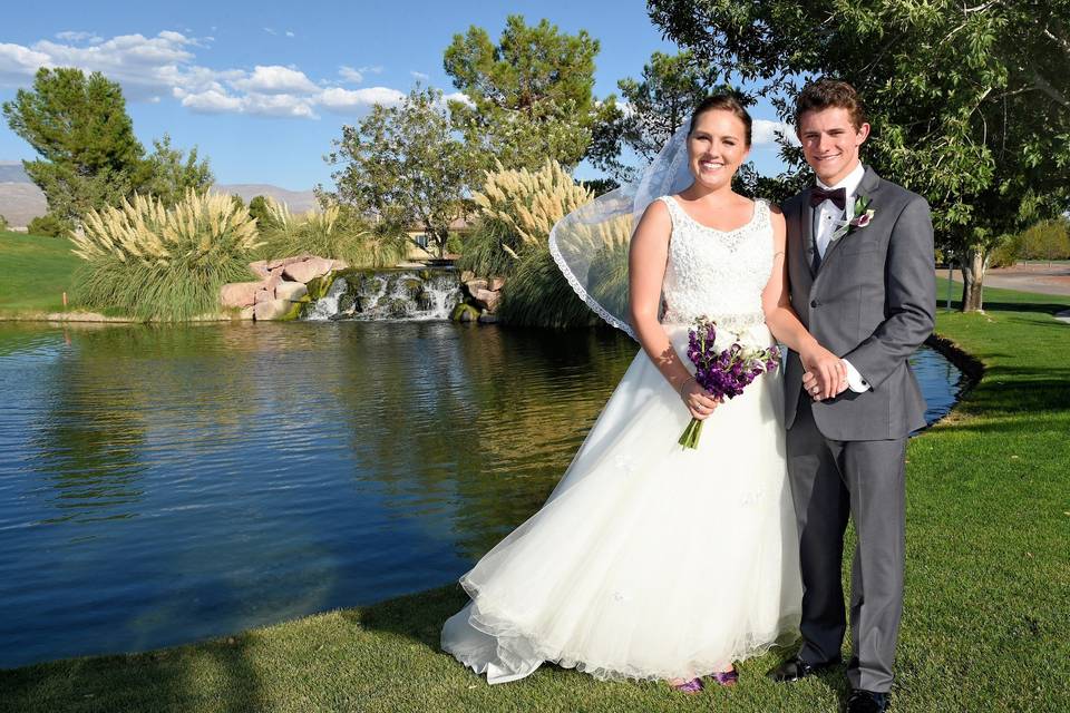 Couple portrait by the lake