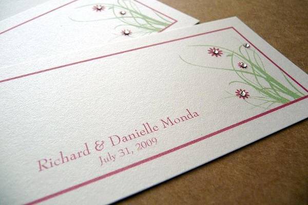 Floral Whimsy Flat Escort Cards ~ Available at http://www.etsy.com/shop/PrettyStationeryShop