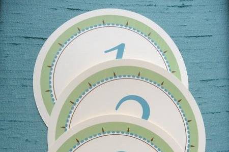 Retro Burst Circle Table Numbers ~ Available at http://www.etsy.com/shop/PrettyStationeryShop