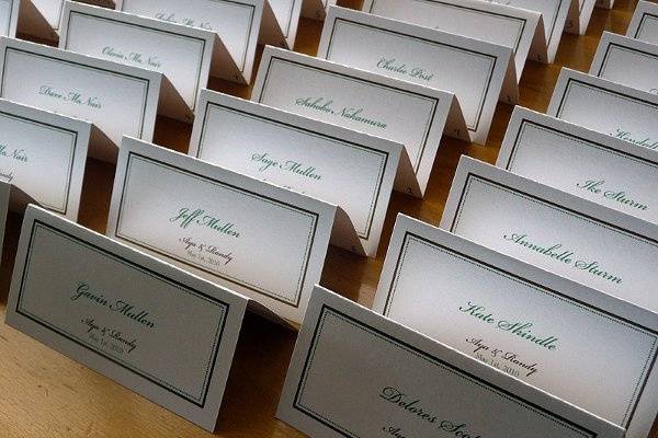 Simple Border Escort Cards ~ Available at http://www.etsy.com/shop/PrettyStationeryShop