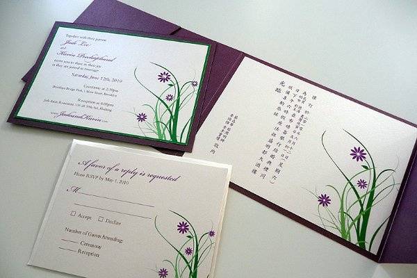 Floral Whimsy Wedding Invitations ~ Available at http://www.etsy.com/shop/PrettyStationeryShop