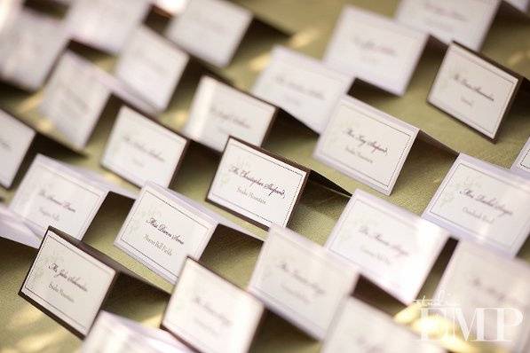 Cotton Blossoms Layered Escort Cards ~ Available at http://www.etsy.com/shop/PrettyStationeryShop