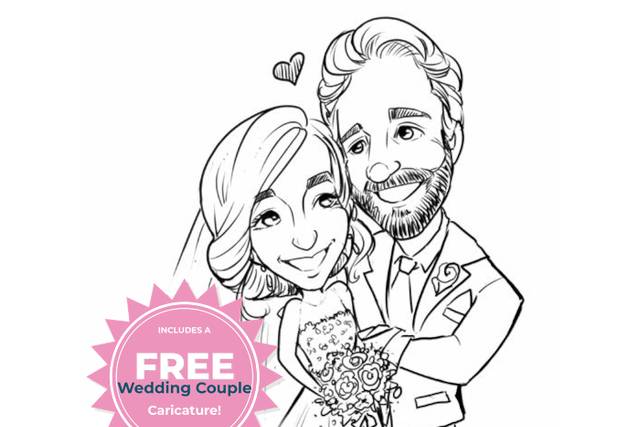 Free wedding couple caricature