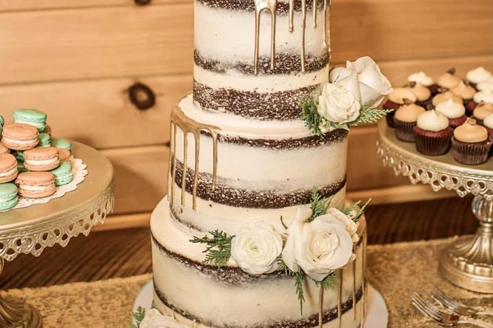 Elegant rustic dessert display