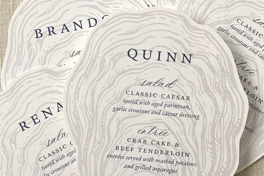 Oyster Wedding Menu