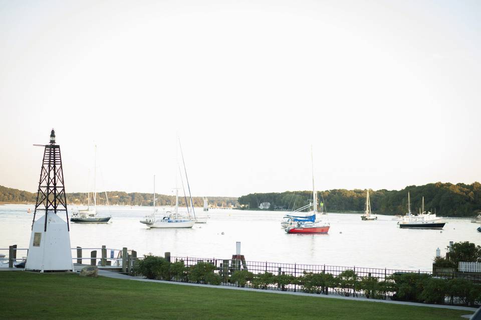 The view of Essex harbor from the historic Samuel Lay House lawn.