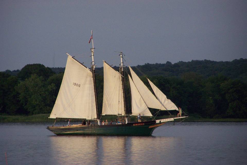 The historic Schooner Mary E is available to charter for cruises as a part of your event or for a wedding weekend activity.