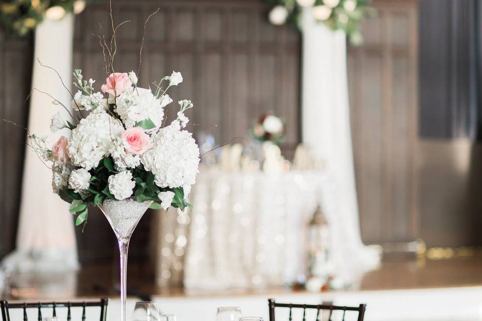 Table setting and floral centerpiece