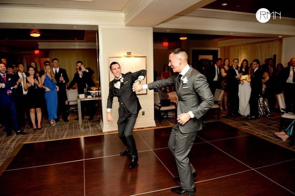 Groom and best man on the dance floor