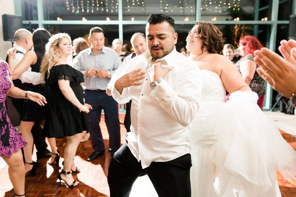 Newlyweds dancing