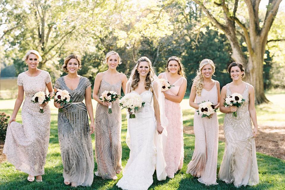 The bride with her bridesmaids