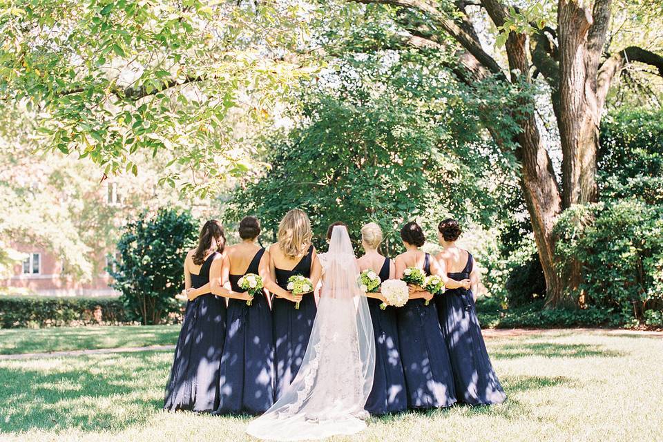 The bride with her bridesmaids