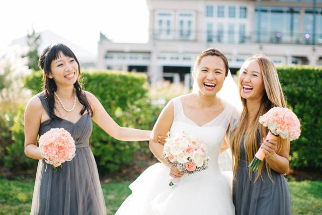 The bride with her bridesmaids