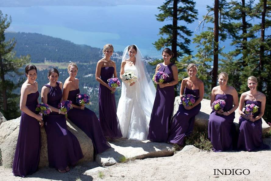 Bridal party photos taken at Heavenly's Lakeview Lodge.