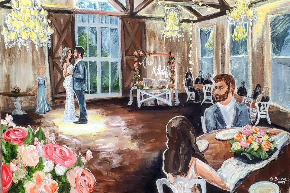 Rustic live wedding painting