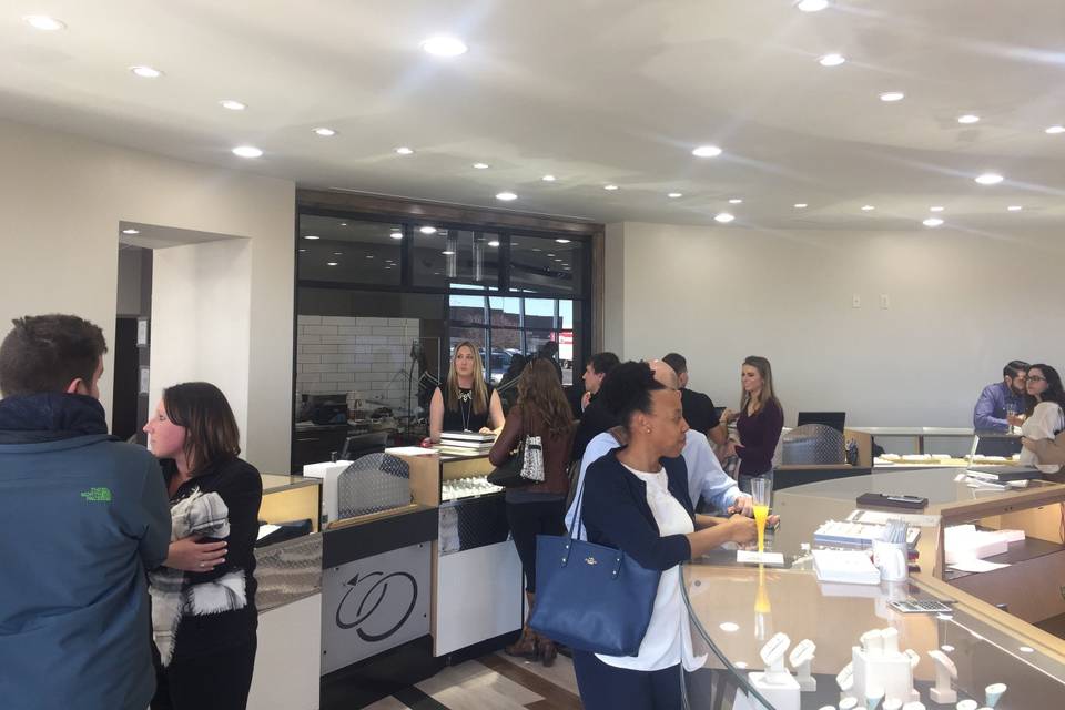 Brides searching for the perfect wedding ring at Andrews Jewelers, Williamsville NY.