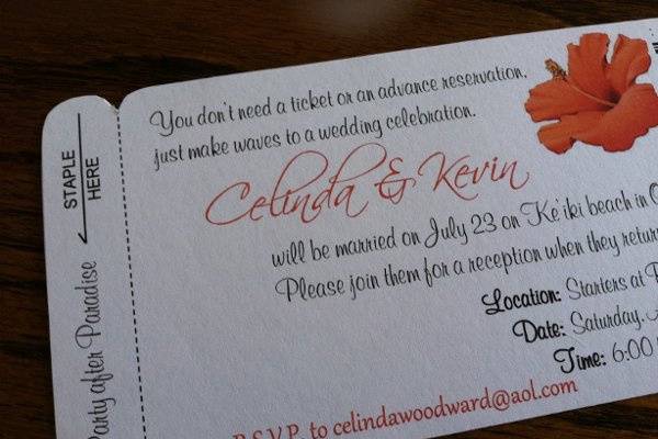 At Home Reception Boarding Pass Invitation or Save the Date