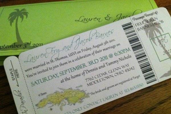 St. Thomas Boarding Pass Invitation or Save the Date