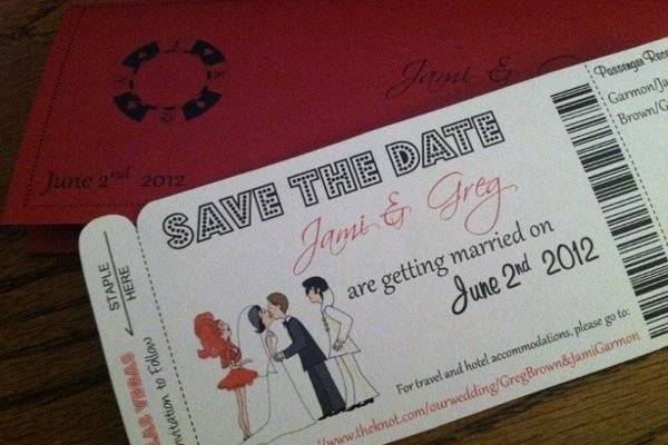 Dancer and Elvis Las Vegas Boarding Pass Invitation or Save the Date