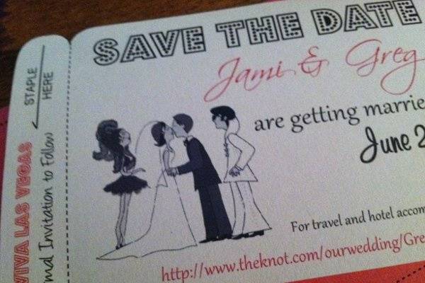 Dancer and Elvis Las Vegas Boarding Pass Invitation or Save the Date