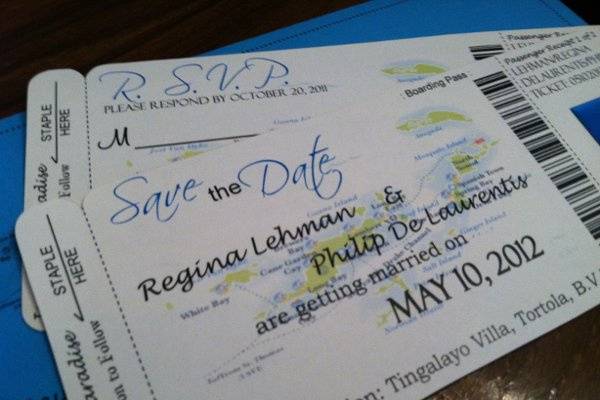 British Virgin Islands (BVI) Map Boarding Pass Invitation or Save the Date