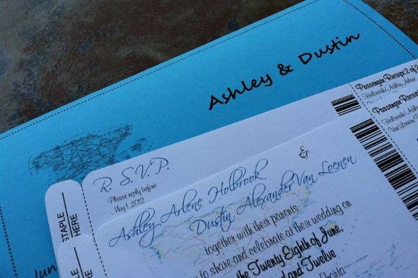 Spain Map Boarding Pass Invitation or Save the Date