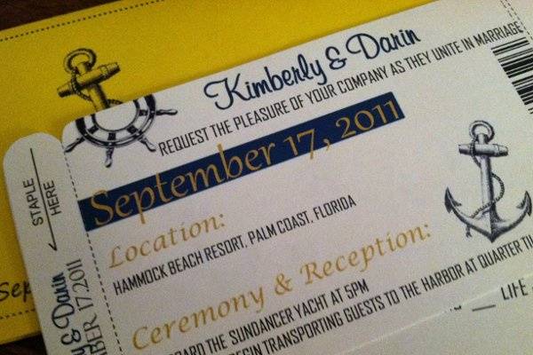 Nautical Boarding Pass Invitation or Save the Date