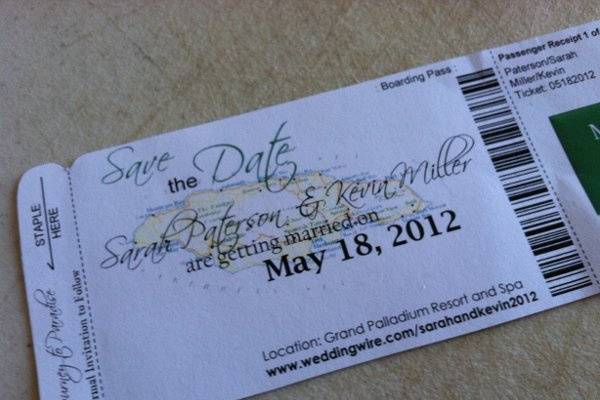 Jamaica Map Boarding Pass Invitation or Save the Date