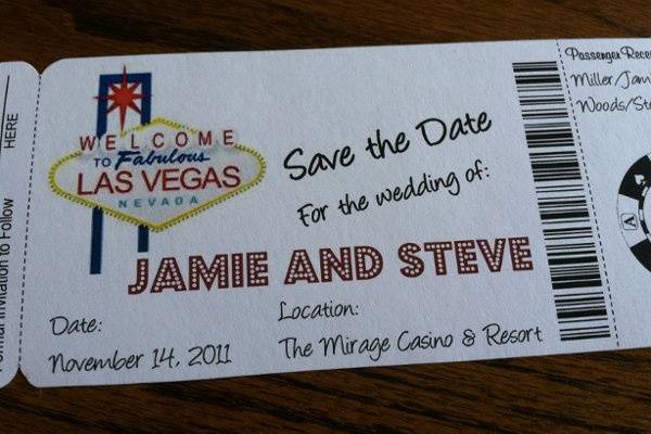 Vegas Boarding Pass Invitation or Save the Date