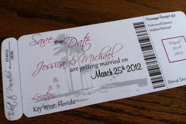 Palm Tree Boarding Pass Invitation or Save the Date