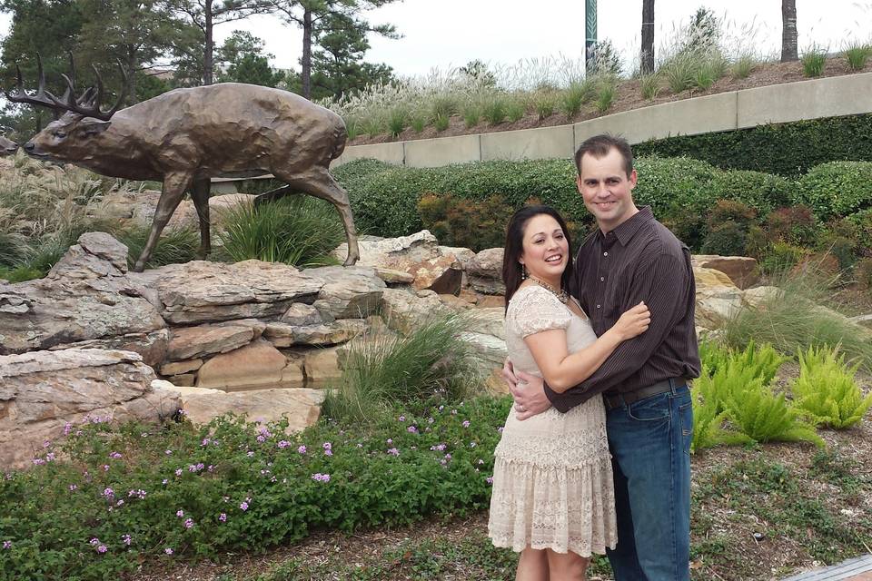 Couple by the statue