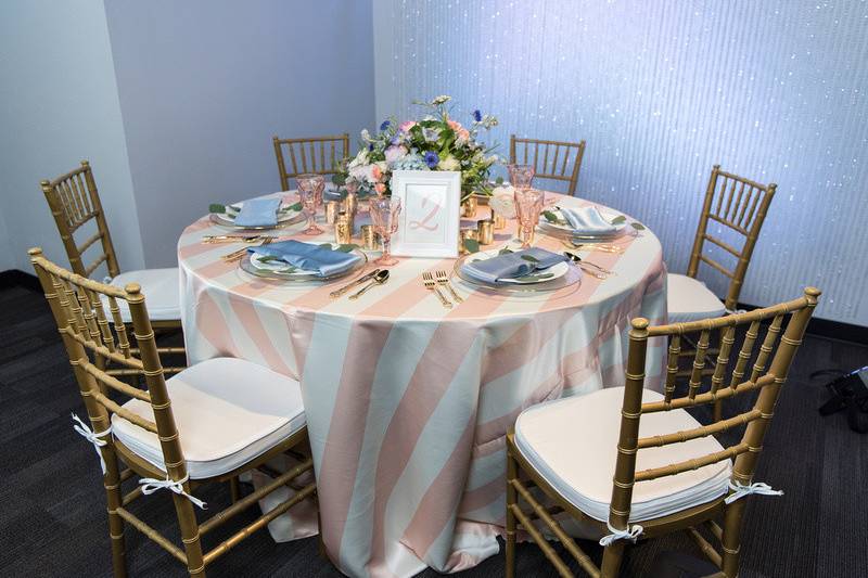 Table setup with centerpiece