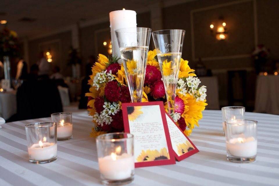 Table setup with candle centerpiece