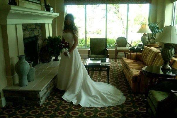 The bride holding her bouquet