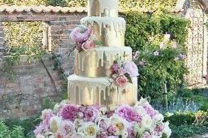 Multiple layered wedding cake