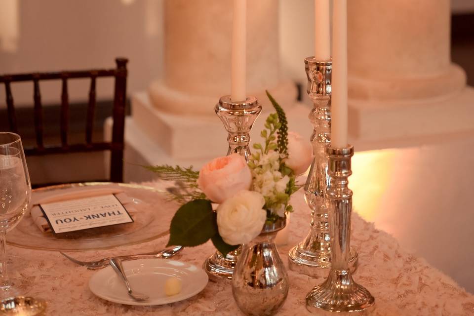 Table setting with candle lighting