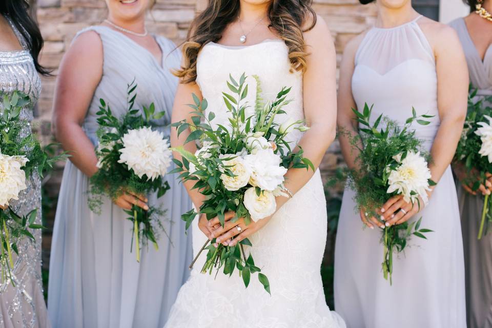 The bride with her bridesmaids