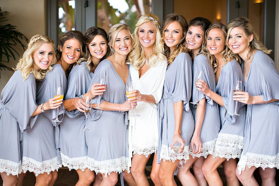 The bride with her bridesmaids