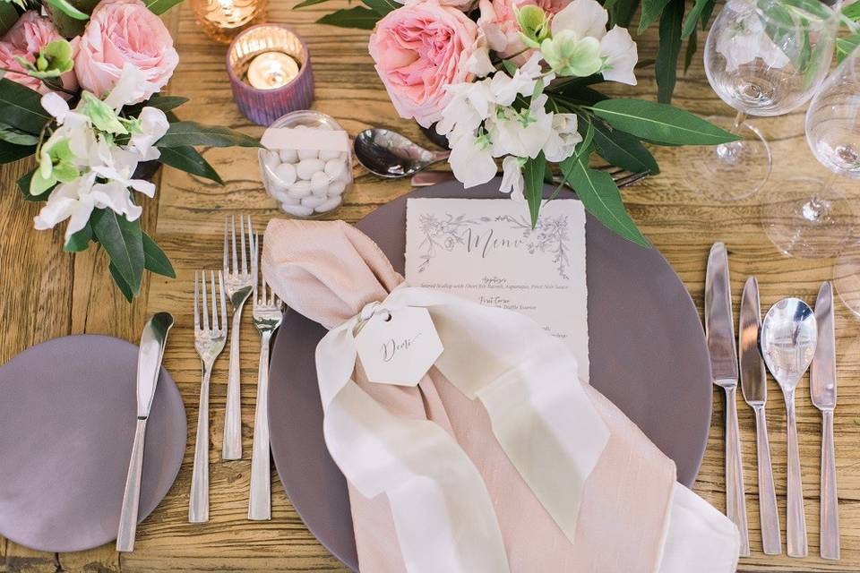 Table set-up with centerpiece