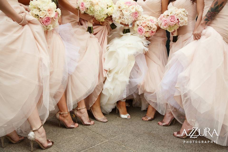 The bride with her bridesmaids