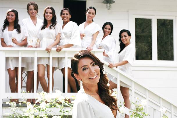 Bride with her bridesmaids