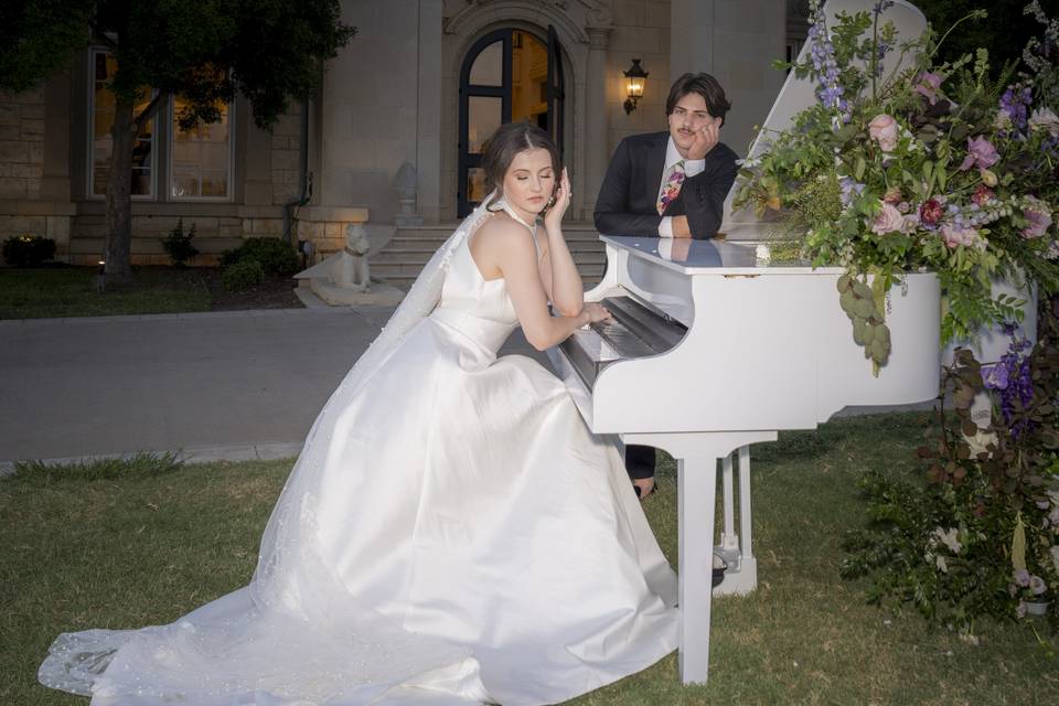 Post reception couple portrait