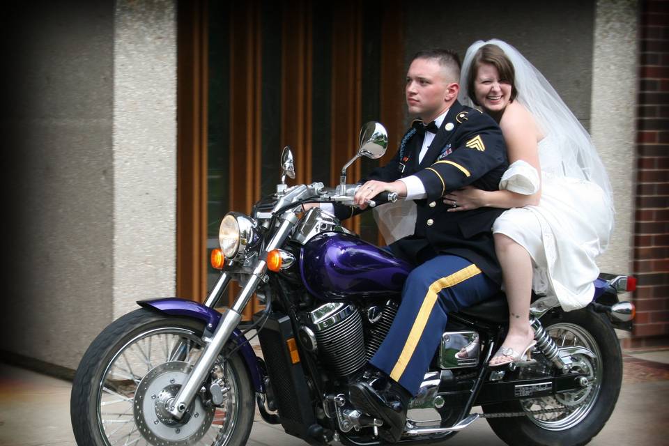 Newly-weds ready to ride off - Triston's Photography